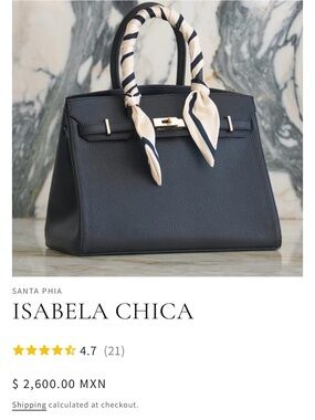Santa Phia Isabela Chica Black Leather Top-Handle Bag with Crossbody strap.